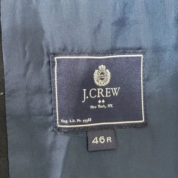 J.Crew THOMPSON Men's Sport Coat Blazer Two Button‎ Black cotton Size 46R NEW